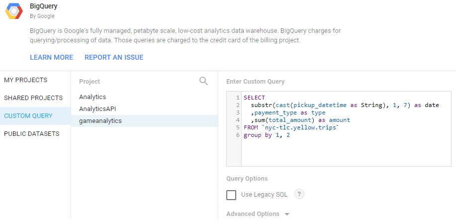 Setting up a Custom Data Source in Data Studio.