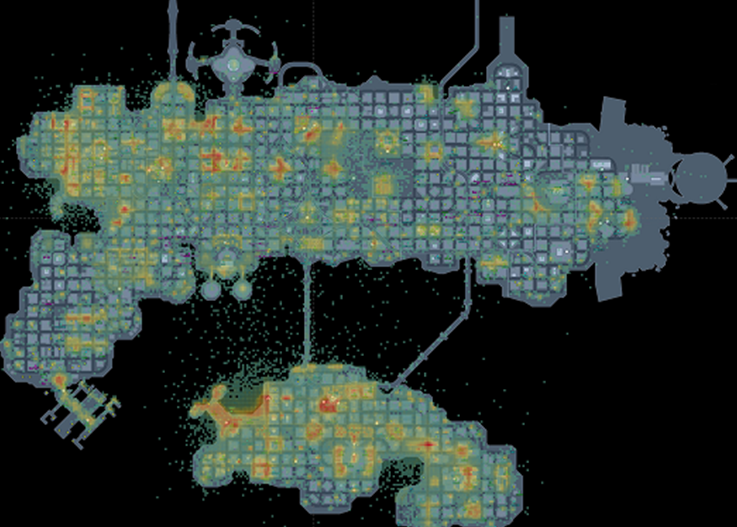 A heatmap in Tableau for the game DC Universe Online.